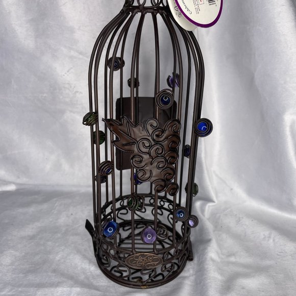 2009 Epic Products Wine Bottle Cork Cage Whimsy 14" Metal w/Glass Beads - Picture 4 of 9